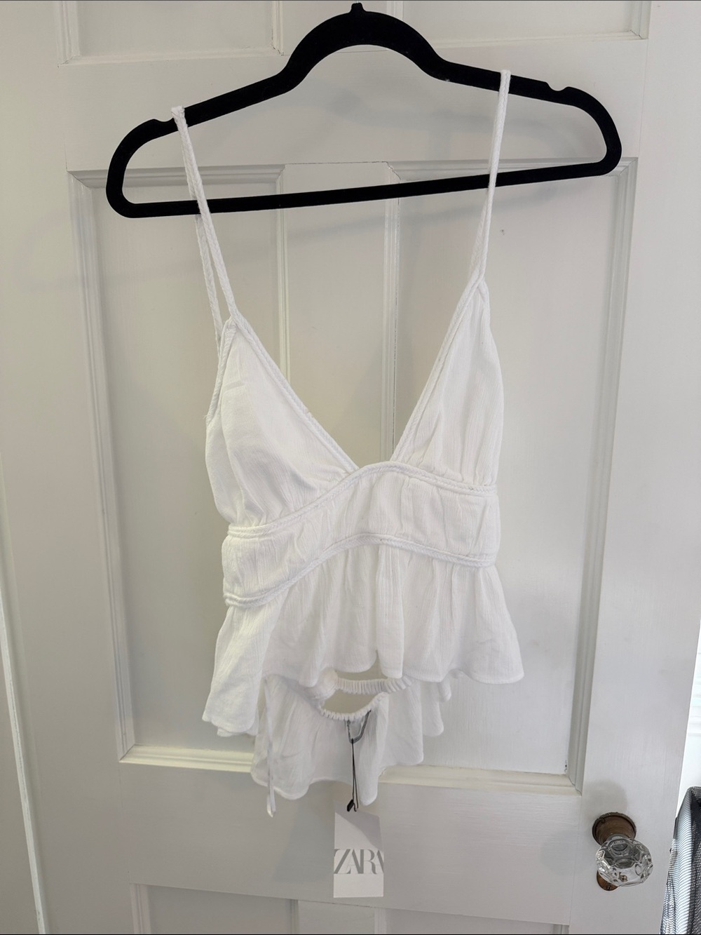 Zara White Tiered Spaghetti-Strap Cami